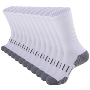 Heatuff Men’s Crew Athletic Socks Cushioned Moisture Wicking Work Boot Socks for All Seasons (6 Pairs)