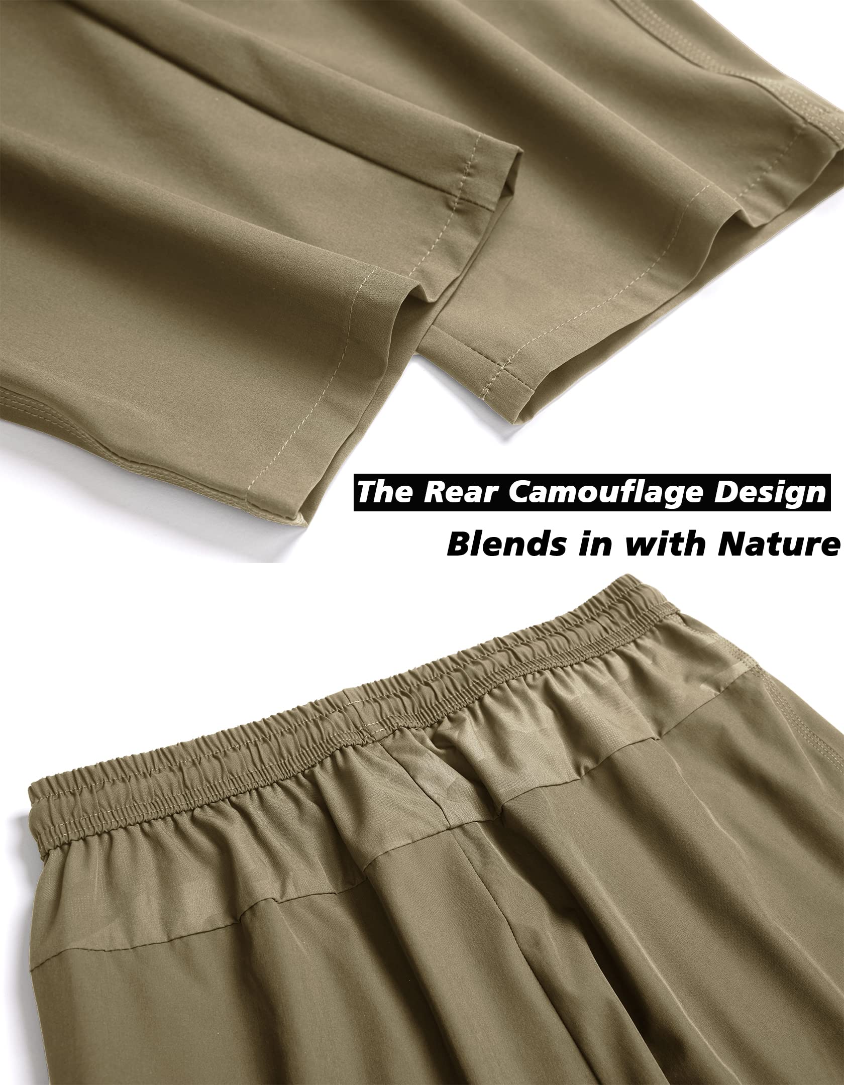 Men's Lightweight Quick Dry Hiking Running Pants Outdoor Sports Breathable Zipper Pockets Athletic Work Pants Khaki L