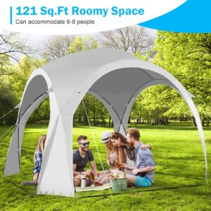 Tangkula 11x11 Ft Beach Canopy, Portable Beach Shelter with Carry Bag, Easy Set-up Instant Sunshade Tent with Fiberglass Rods, 6-8 People UPF50+ Large Sun Shelter for Camping