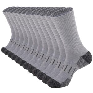 Heatuff Men’s Crew Athletic Socks Cushioned Moisture Wicking Work Boot Socks for All Seasons (6 Pairs)