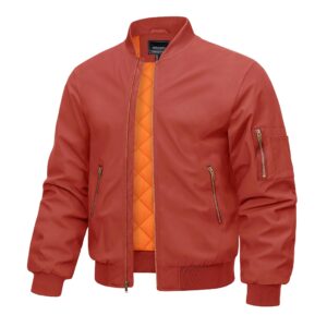 CRYSULLY Men's Tactical Military Cargo Bomber Jacket Softshell Windbreaker Coat Orange Red