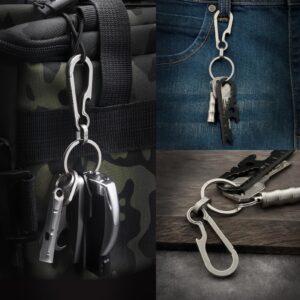 Green Beret Tactical Titanium Carabiner Clip Hook EDC Small Heavy Duty Keychain Clips Anti-Lost Quick Release Key Chain for Keys, Medium