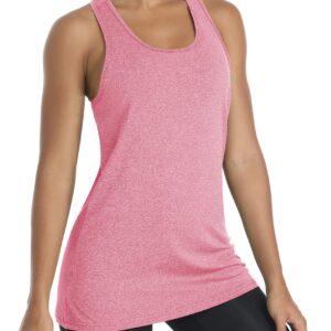 TACVASEN Tank Tops for Women UPF 50+ Lightweight Breathable Crewneck Tank Top Undershirts Racerback Tees Athletic Shirts Pink