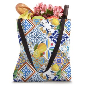 Citrus,lemons,mosaic,flowers,azulejo,tiles,Portuguese art Tote Bag