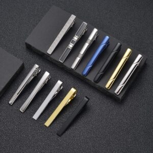 Tornito 12Pcs Tie Clips for Men Tie Tack Pins Silver Black Gold Blue Necktie Bar Regular Ties Suitable for Daily Wedding Meeting Business Anniversary Tie Clips