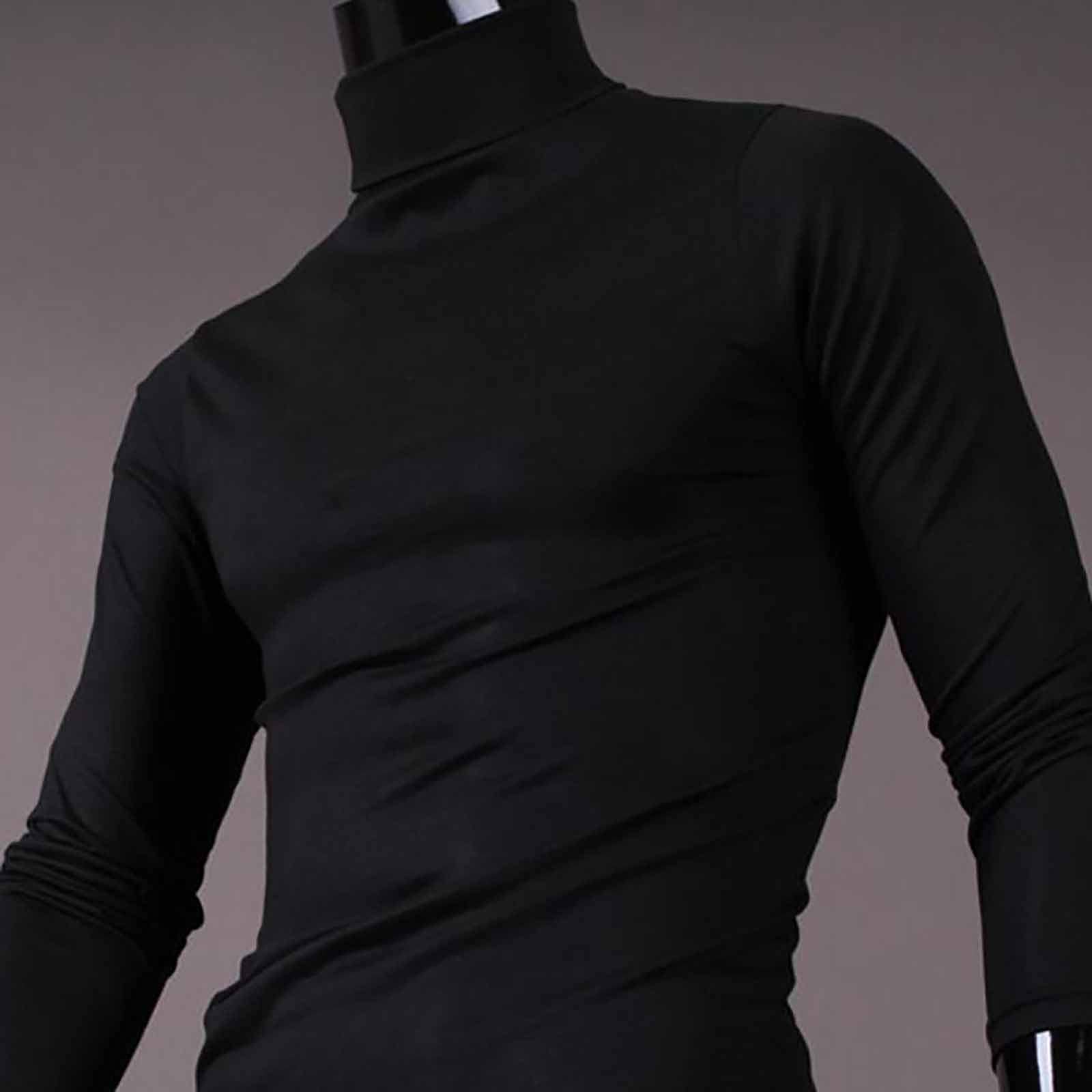 Long Sleeve Men's T-Shirts Turtleneck Undershirts Athletic Shirts for Men Moisture Wicking Sun Shirts for Men Long Sleeve Uv Protection Fall Winter Slim Thermal Pullover Sweatshirts Black XL