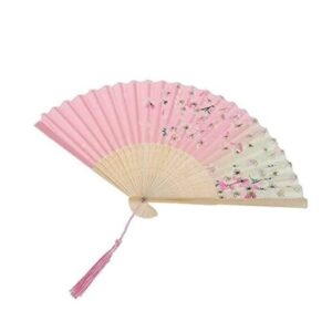 Folding Hand Fan Folding Fan Handheld Folded Fan Vintage Bamboo Folding Hand Held Flower Fan Chinese Dance Party Solid Fan for Party Fans Personalized Foldable Fan Hand Held Fans