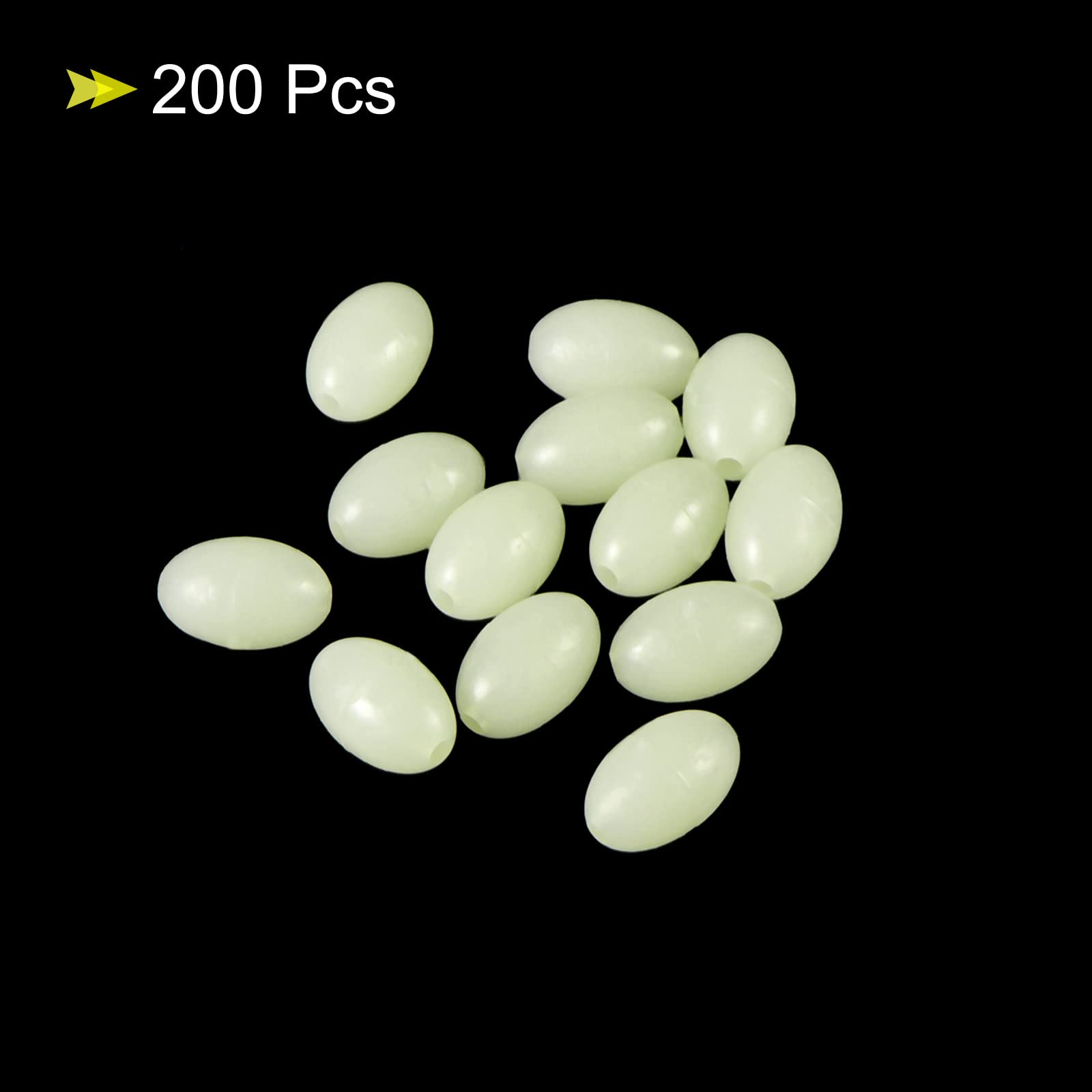 PATIKIL 12x8mm Luminous Fishing Beads, 200 Pieces Soft Plastic Glow Fishing Bait Eggs Rig Bead Tackle Tool Oval, White