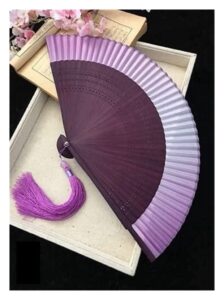 folding hand fan folding fan handheld folded fan folding fan kimono fan real silk female fan small flower carved gradient blank fan foldable fan hand held fans (color : c, size : 22cm)