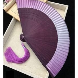 Folding Hand Fan Folding Fan Handheld Folded Fan Folding Fan Kimono Fan Real Silk Female Fan Small Flower Carved Gradient Blank Fan Foldable Fan Hand Held Fans (Color : C, Size : 22cm)