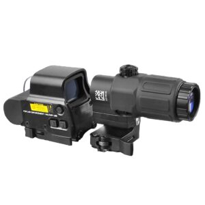 558+3x sight, optical holographic hybrid sight with 3x magnifier, 558 green/red dot reflex sight scope + g33 3x magnifying glass combo, quick release rollover multiplier, for 20mm rail mount (black)