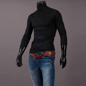 Long Sleeve Men's T-Shirts Turtleneck Undershirts Athletic Shirts for Men Moisture Wicking Sun Shirts for Men Long Sleeve Uv Protection Fall Winter Slim Thermal Pullover Sweatshirts Black XL