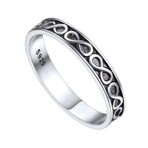 focalook infinity ring for women 925 sterling silver antique vintage stacking eternity band ring size 5