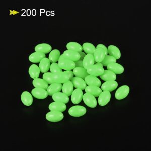 PATIKIL 12x8mm Luminous Fishing Beads, 200 Pieces Plastic Glow Fishing Bait Eggs Rig Bead Tackle Tool Oval, Green