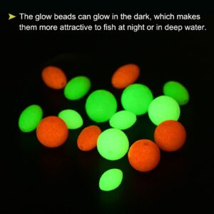 PATIKIL 12x8mm Luminous Fishing Beads, 200 Pieces Soft Plastic Glow Fishing Bait Eggs Rig Bead Tackle Tool Oval, White