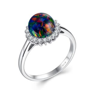 weinuo black created opal ring 925 sterling silver gold plated promise rings for her rings christmas birthday party jewelry for women gifts size 7