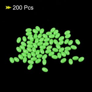 PATIKIL 6x4mm Luminous Fishing Beads, 200 Pieces Soft Plastic Glow Fishing Bait Eggs Rig Bead Tackle Tool Oval, Green