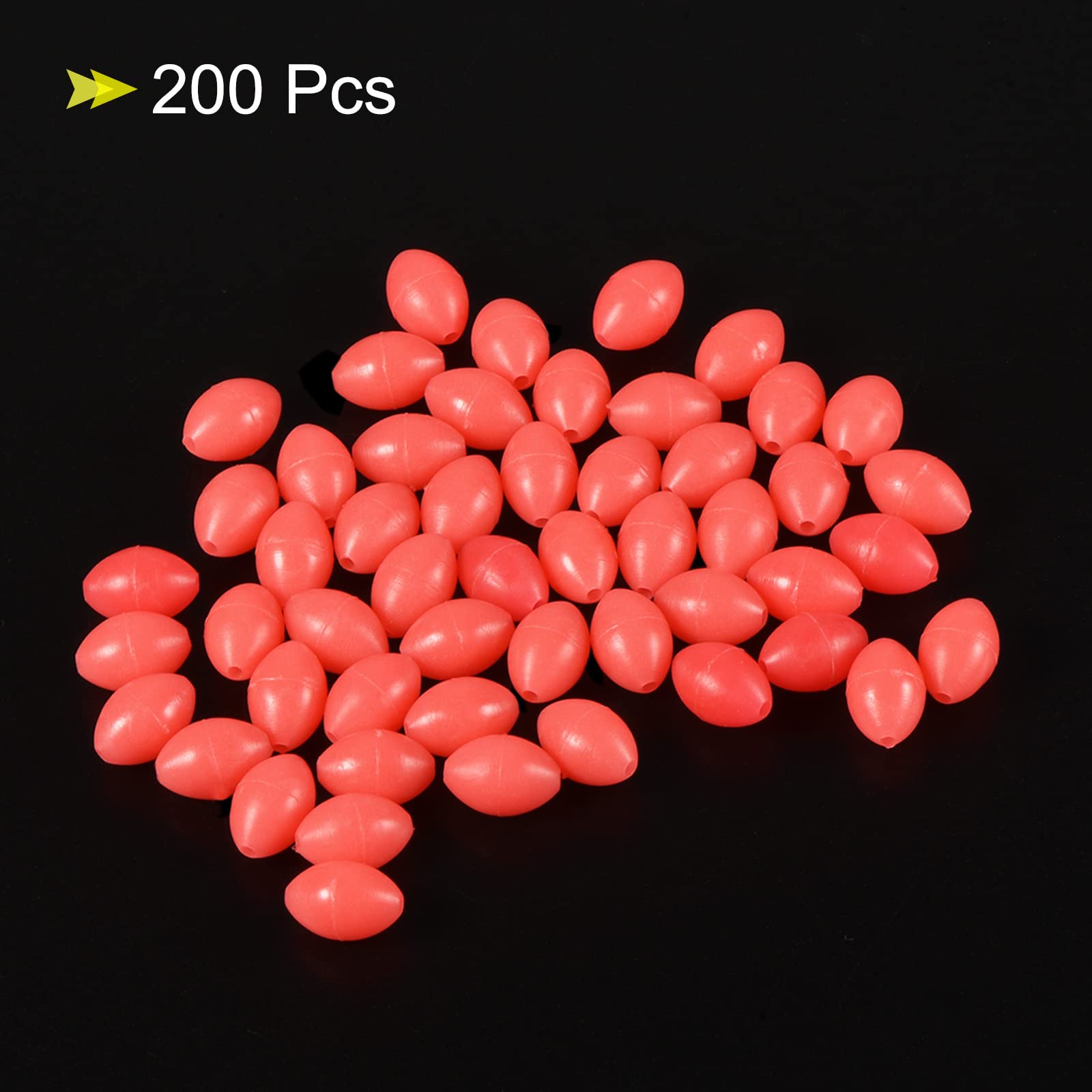 PATIKIL 10x7mm Luminous Fishing Beads, 200 Pieces Soft Plastic Glow Fishing Bait Eggs Rig Bead Tackle Tool Oval, Red