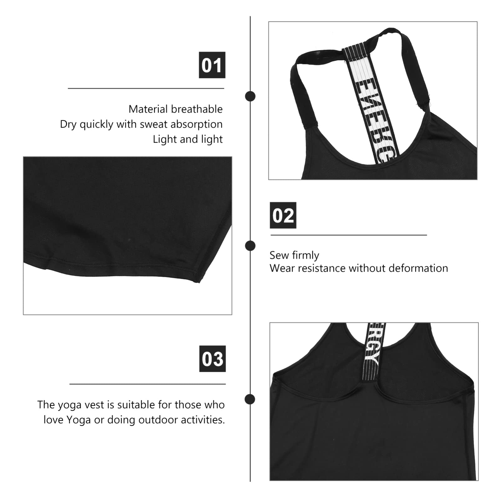 Healifty Women's Fitness Vest Female Sports Vest Women Yoga Vest Womens Athletic Tanks Womans Tank Top Workout Tops Women Cropped Running Tank Women Sports Vest Female Yoga Clothes Cut Out Black