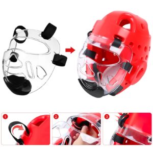 VOSAREA Adult Boxing Faceshield Taekwondo Sports Face Cover Sparring Face Guard Detachable Face (Transparent, 22.5X21X9CM)