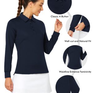 ISEEGZ Golf Polo Shirts for Women, Women's Long Sleeve Shirt Blouses, Dressy and Casual Women's Tops for Daily Work Sports, Comfortable Fitted & Quick Dry Apparel