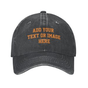 custom hat personalize add your text logo or image custom baseball cap trucker hats for men & women black one size