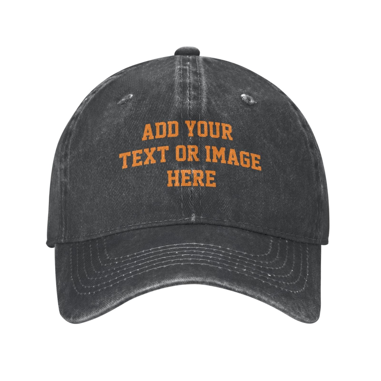 Custom Hat Personalize Add Your Text Logo Or Image Custom Baseball Cap Trucker Hats for Men & Women Black One Size