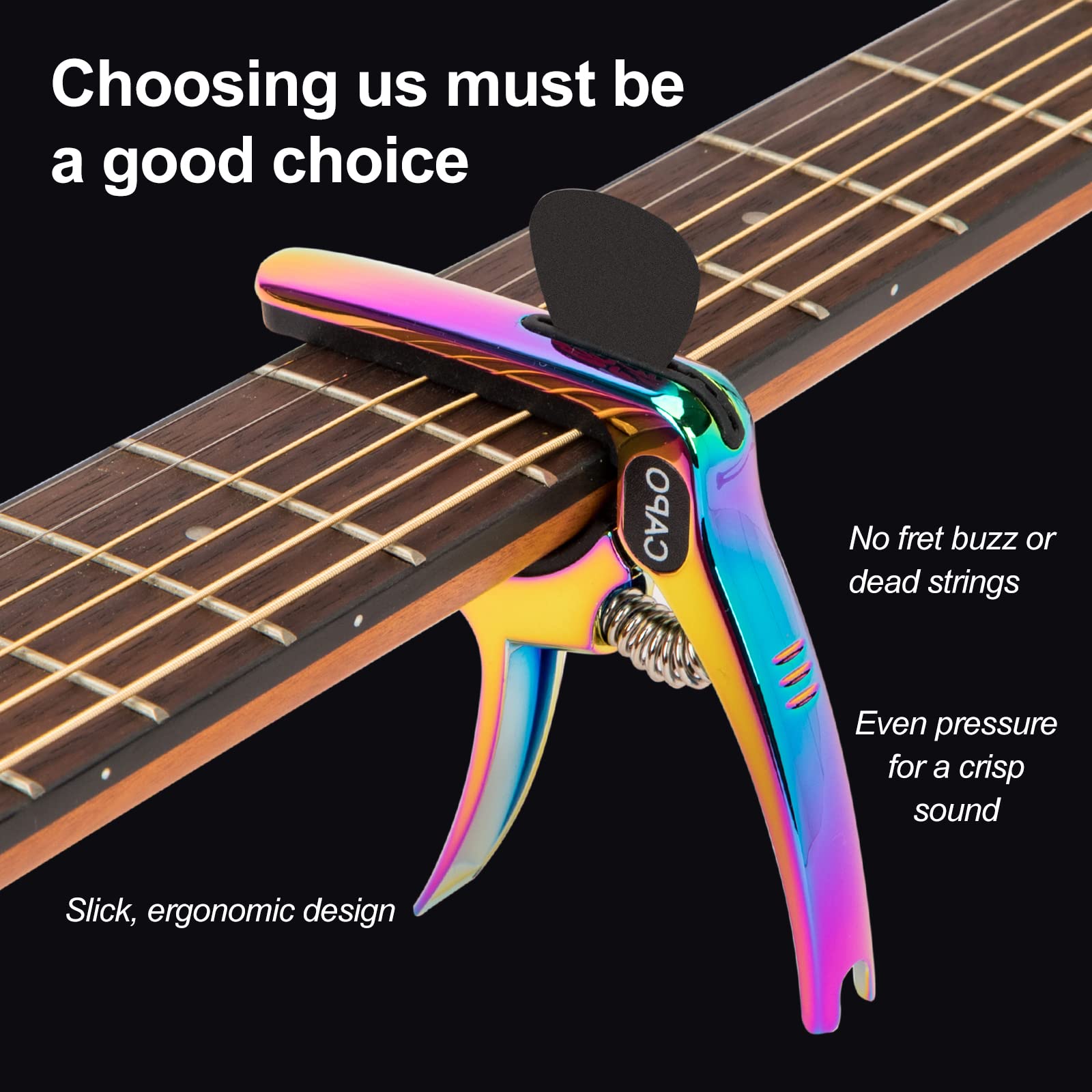 Guitar Capo, 3-in-1 multifunction capo for Acoustic and Electric Guitars (Free bonus 4 picks) with Pick Holder and Pin Puller, Guitar Accessories, Gradient colorful