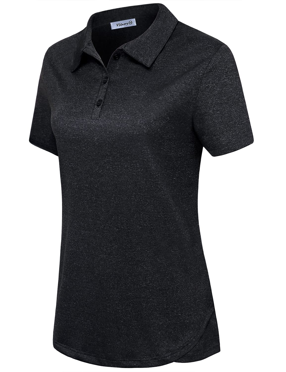 Vldnery Plus Size Golf Shirts for Women Moisture Wicking Polo Shirt 3-Button Athletic Yoga Tennis Black Tops (2XL)