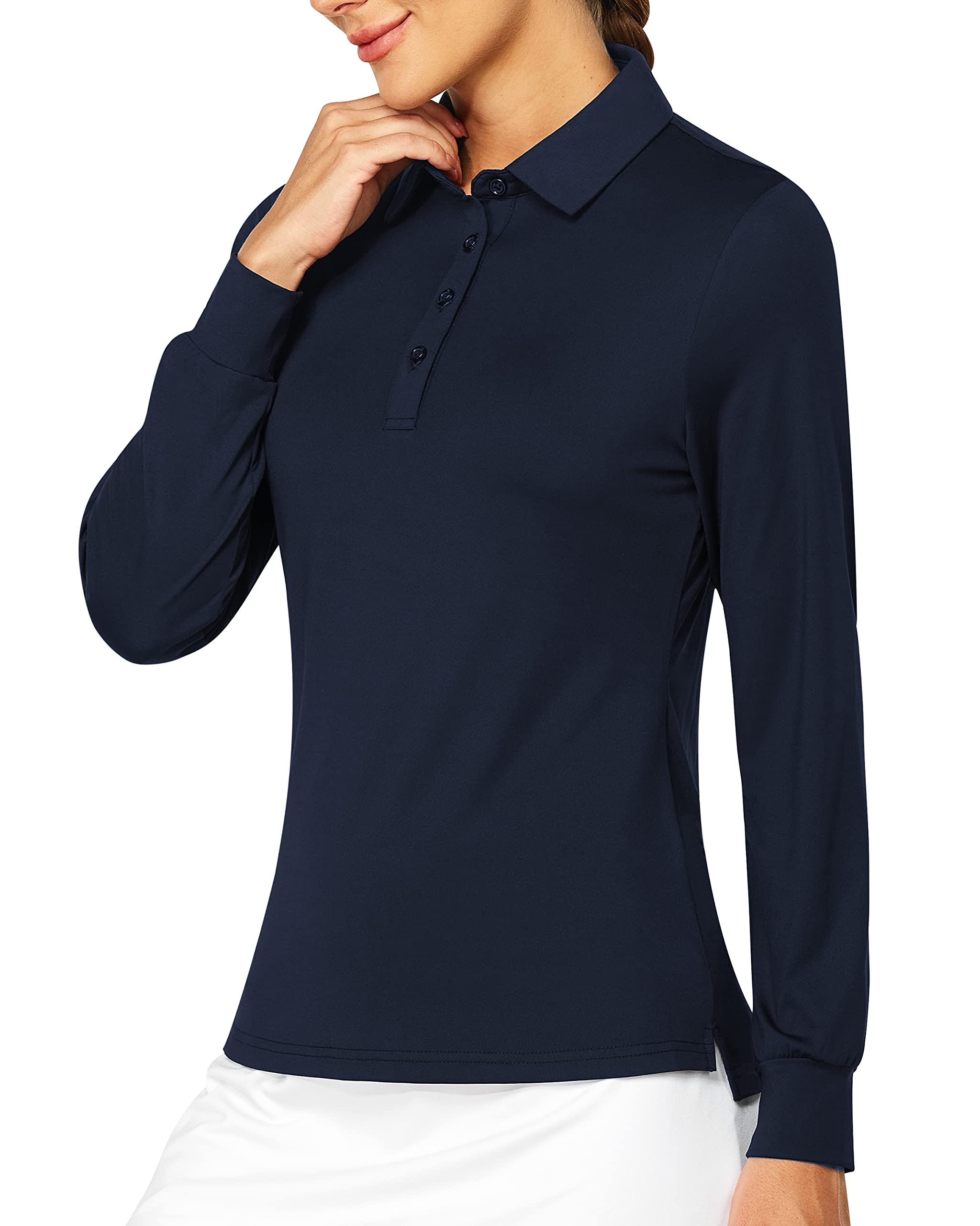 ISEEGZ Golf Polo Shirts for Women, Women's Long Sleeve Shirt Blouses, Dressy and Casual Women's Tops for Daily Work Sports, Comfortable Fitted & Quick Dry Apparel