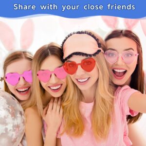 Coume 100 Pairs Rimless Heart Sunglasses Transparent Heart Shaped Glasses Frameless Fashion Women's Sunglasses Eyewear for Party Favor, Pink