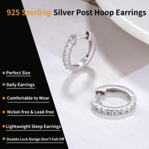 Jewlpire 925 Sterling Silver Hoop Earrings for Women, 15mm Sterling Silver Hoop Earrings Lightweight Small Hoop Earrings Huggie Earrings