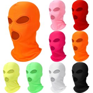 8 pcs 3 hole full face mask cover balaclava face mask, summer cooling neck gaiter, uv protector motorcycle ski scarf sports (assorted color)