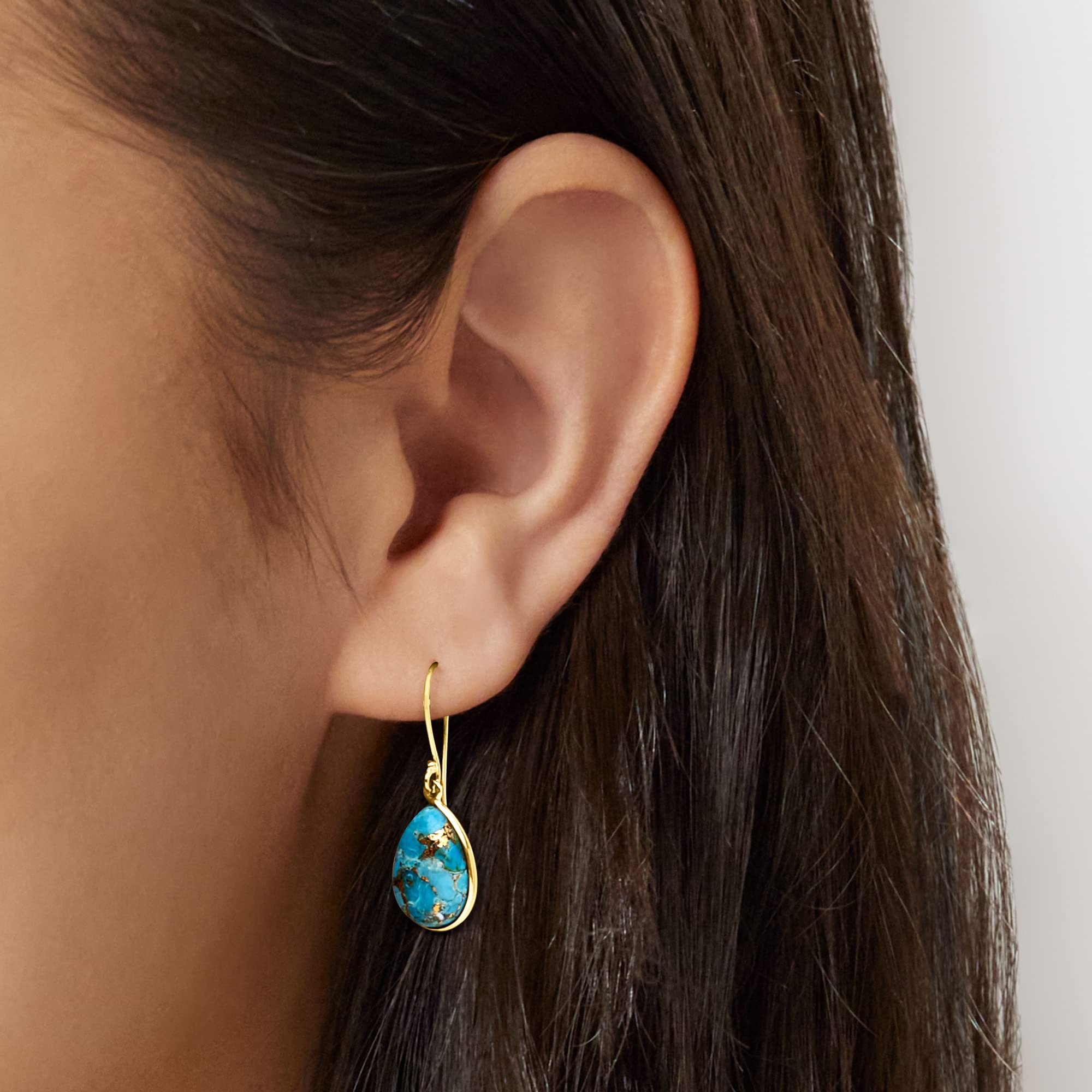 Canaria Turquoise Drop Earrings in 10kt Yellow Gold