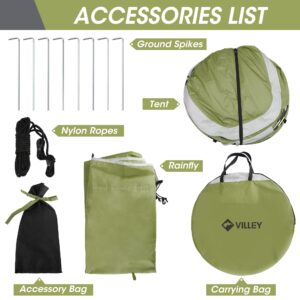 VILLEY 2-Person Easy Pop Up Tent, Waterproof Automatic Setup Instant Lightweight Camping Beach Tent with Carrying Bag for Camping, Hiking & Traveling - Green