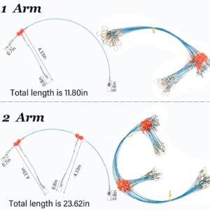 YOTO Fishing Leaders,Stainless Steel Tackle Rig with Tackle Lure Swivels Snaps, Saltwater rig Wire Leader Fishing Leader Wire Bottom rigs for Saltwater