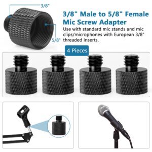 Mic Stand Adapter 3/8 Female to 5/8 Male Microphone Stand Adapter and 5/8 Female to 3/8 Male Mic Thread Adapter for Blue Yeti Snowball Boom Arm Mic Stand Mount to Tripod, Combo 8 Pack by ChromLives