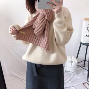 Winter Warm Scarf Women Knitted Scarf Winter Solid Color Soft Woolen Thickening Warm Long Scarf (Pink, One Size)