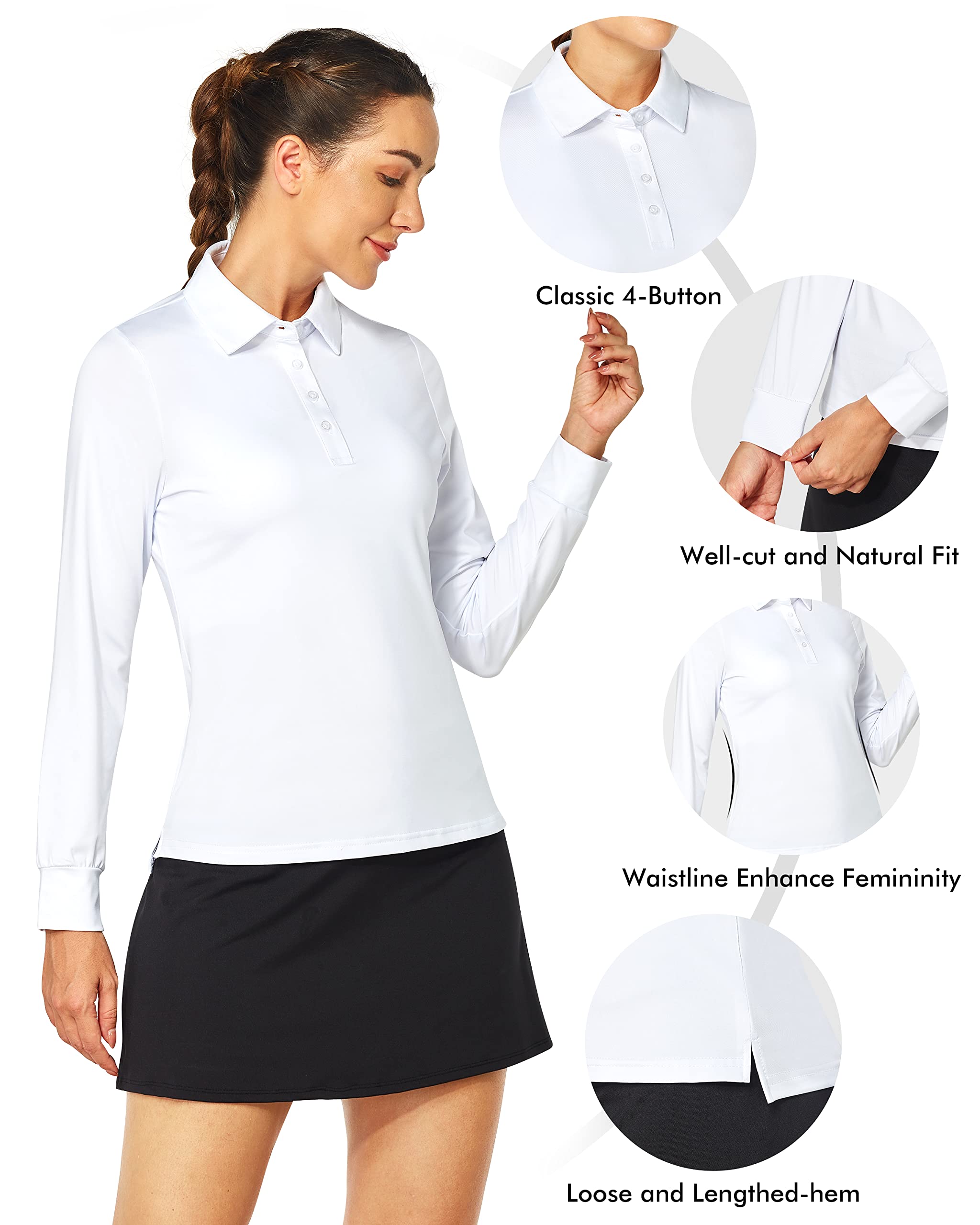 ISEEGZ Golf Polo Shirts for Women, Women's Long Sleeve Shirt Blouses, Dressy and Casual Women's Tops for Daily Work Sports, Comfortable Fitted & Quick Dry Apparel