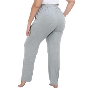 Cheapestbuy Women's Plus Size Comfy Lounge Pants Active Yoga Sweatpants Casual Stretchy Jogger Pants with Pockets Drawstring Grey