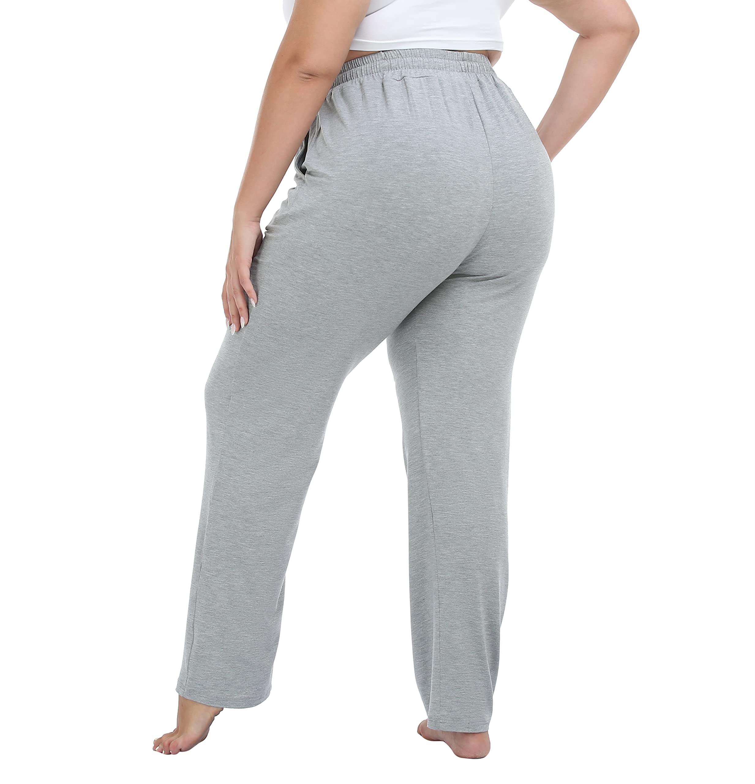 Cheapestbuy Women's Plus Size Comfy Lounge Pants Active Yoga Sweatpants Casual Stretchy Jogger Pants with Pockets Drawstring Grey