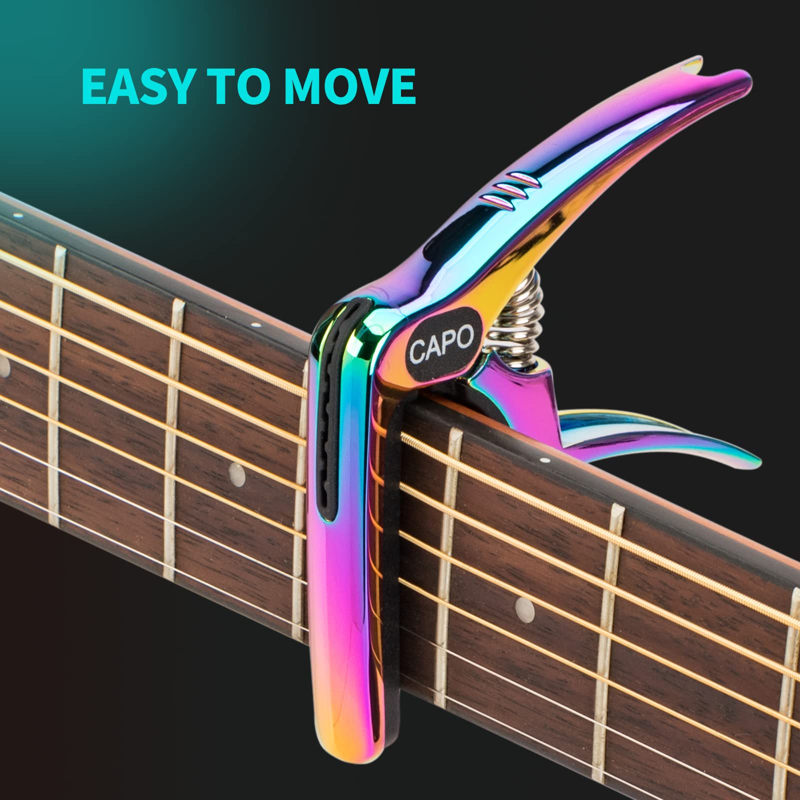 Guitar Capo, 3-in-1 multifunction capo for Acoustic and Electric Guitars (Free bonus 4 picks) with Pick Holder and Pin Puller, Guitar Accessories, Gradient colorful