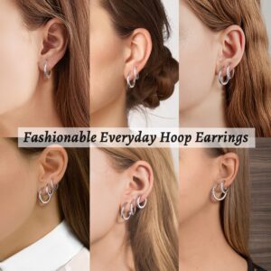 Jewlpire 925 Sterling Silver Hoop Earrings for Women, 15mm Sterling Silver Hoop Earrings Lightweight Small Hoop Earrings Huggie Earrings