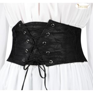 JASGOOD Women Elastic Wide Waist Belt Lace-up Tied Waspie Corset Belt for Dress