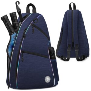 gigapower pickleball bag | men's and women's pickleball backpack | adjustable sling bag | reversible crossbody sports backpack with colorful light reflective, navy