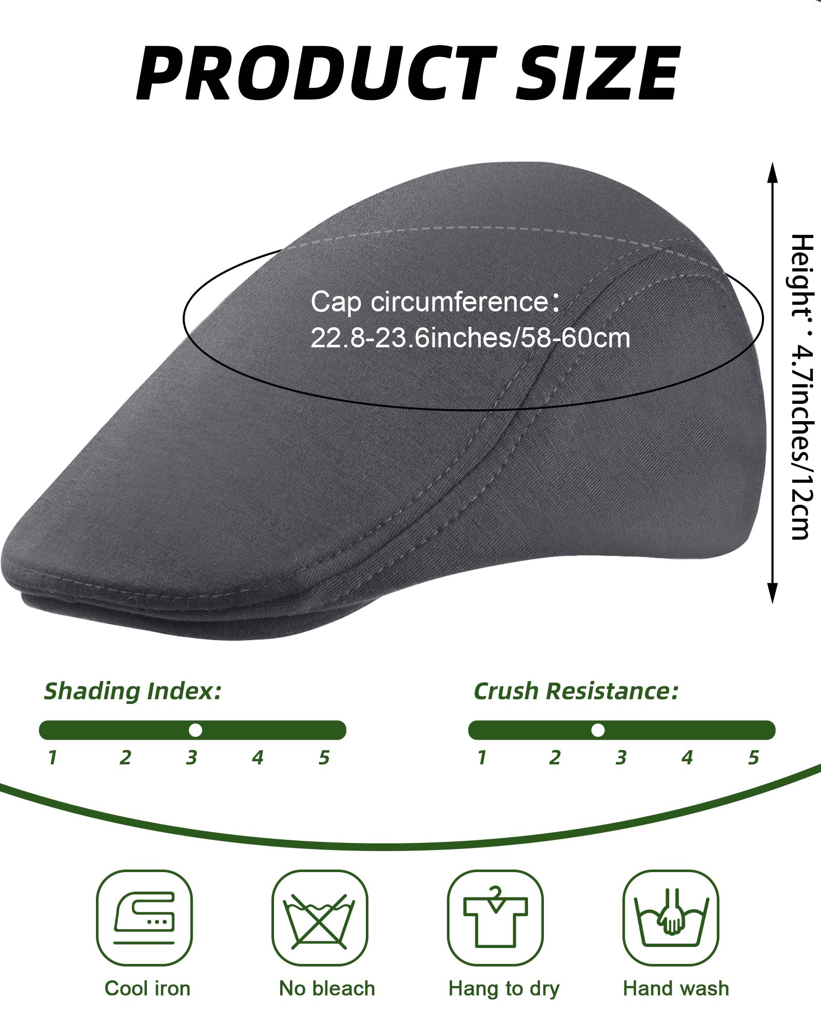 Foaincore 12 Pieces Newsboy Hat for Men, Flat Caps Bulk Driving Cabbie Hunting Hat