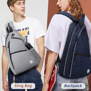 GIGAPOWER Pickleball Bag | Men's and Women's Pickleball Backpack | Adjustable Sling Bag | Reversible Crossbody Sports Backpack with Colorful Light Reflective, Navy