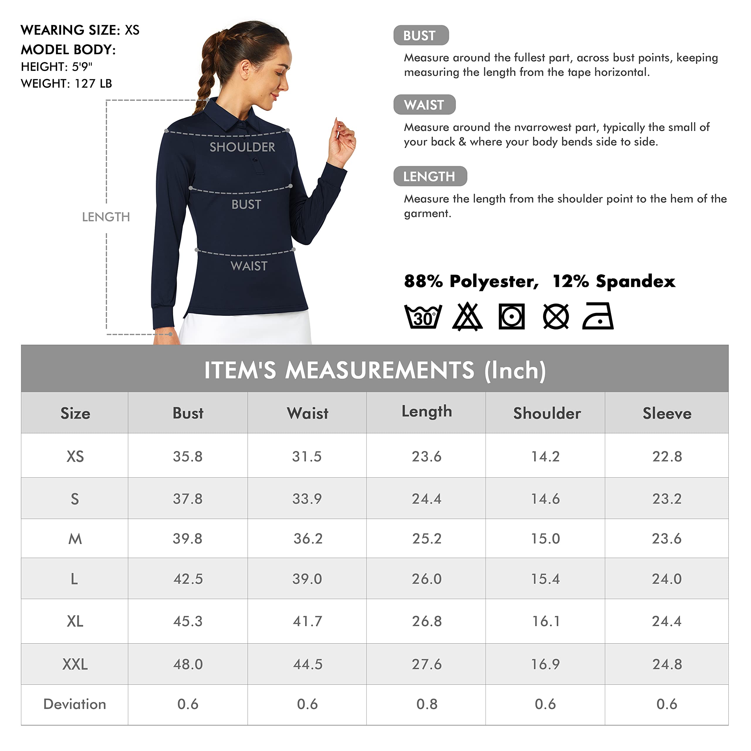 ISEEGZ Golf Polo Shirts for Women, Women's Long Sleeve Shirt Blouses, Dressy and Casual Women's Tops for Daily Work Sports, Comfortable Fitted & Quick Dry Apparel