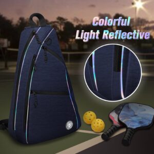 GIGAPOWER Pickleball Bag | Men's and Women's Pickleball Backpack | Adjustable Sling Bag | Reversible Crossbody Sports Backpack with Colorful Light Reflective, Navy