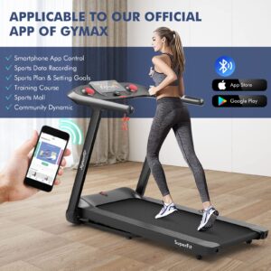 Goplus 4.75HP Folding Treadmill with 15% Auto Incline, Electric Superfit Treadmill w/Voice and APP Control, 20 Preset Programs, LED Touch Screen, Walking Jogging Running Machine for Home Office